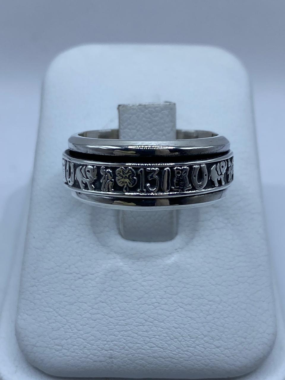 🍀 Anillo Giratorio de Plata 925 con Símbolos de la Suerte