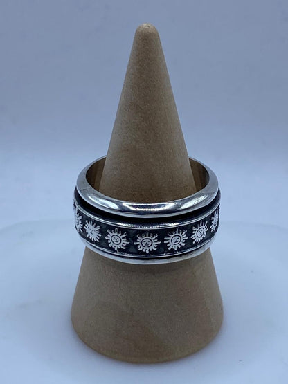Anillo Giratorio de Plata 925 con Soles Grabados