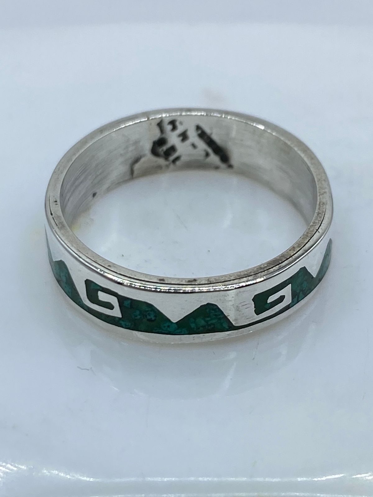 Anillo Greca Ancestral en Plata .925 con Malaquita Natural