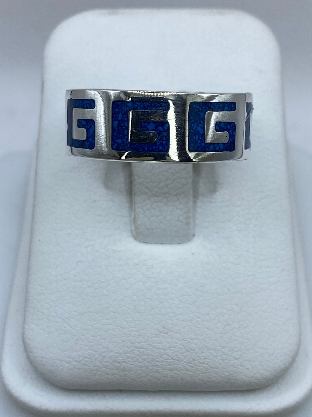 Anillo Greca Clásica en Plata .925 con Turquesa Natural