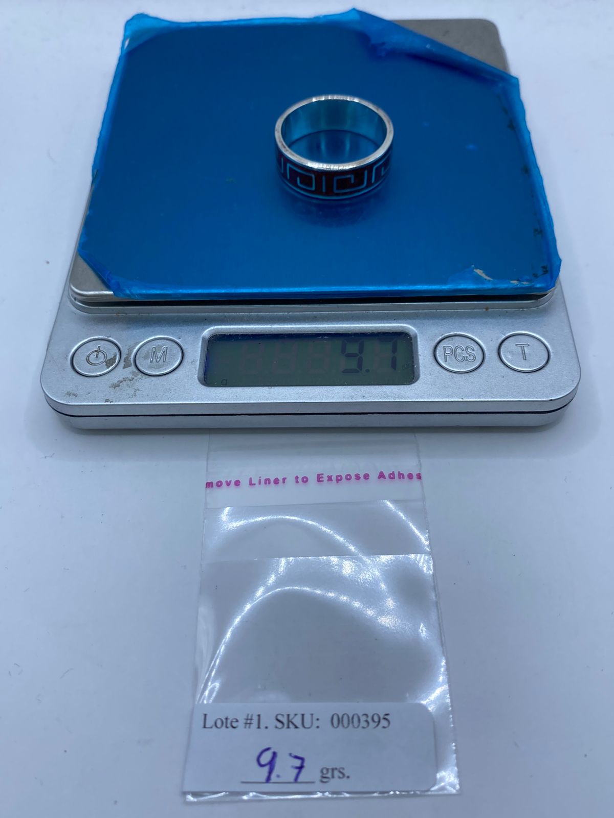 Anillo Greca Continua en Plata .925 con Coral Rojo