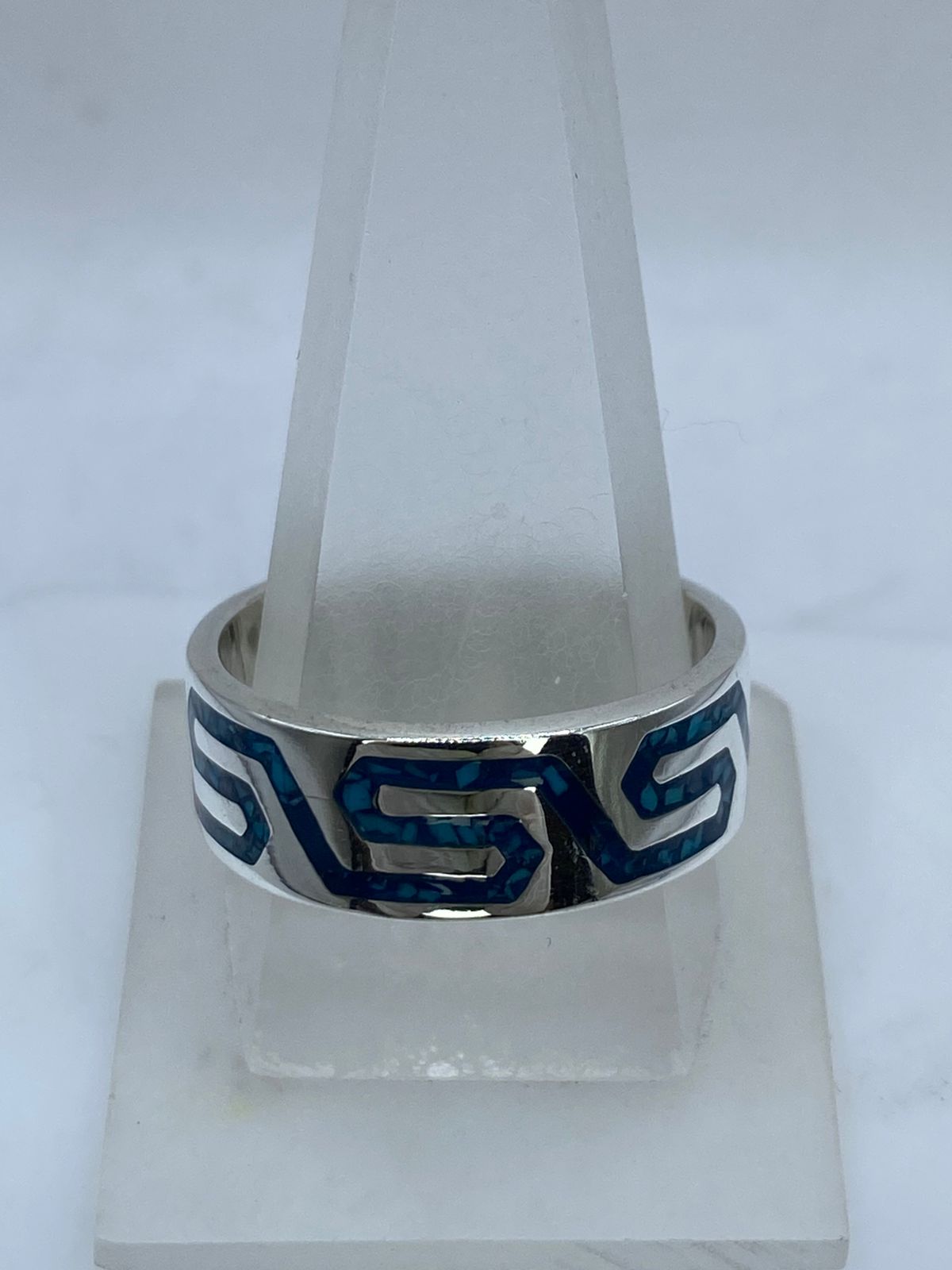 Anillo Greca Moderna en Plata .925 con Turquesa Natural