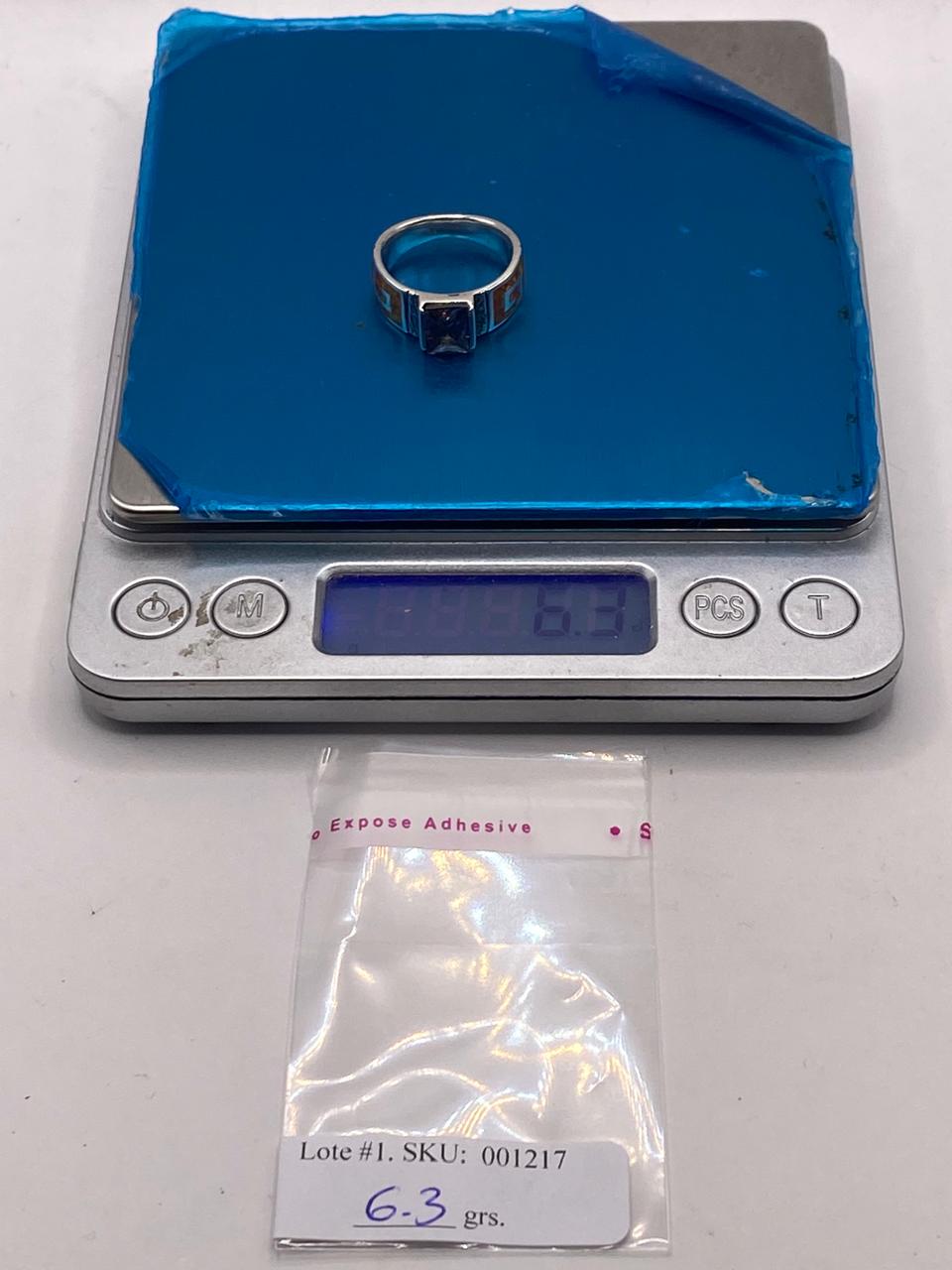 Anillo Greca de Plata 950 con Ópalo de Fuego y Zirconia