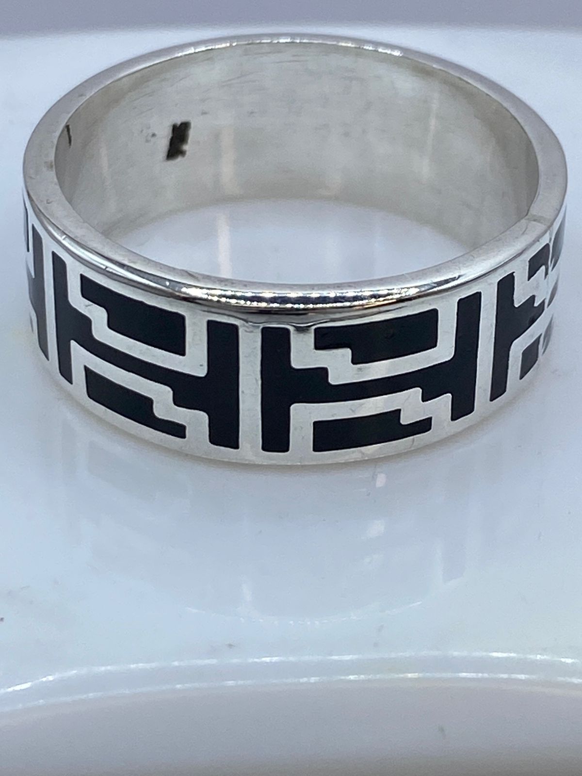 Anillo Greca Ancestral en Plata .925 con Obsidiana