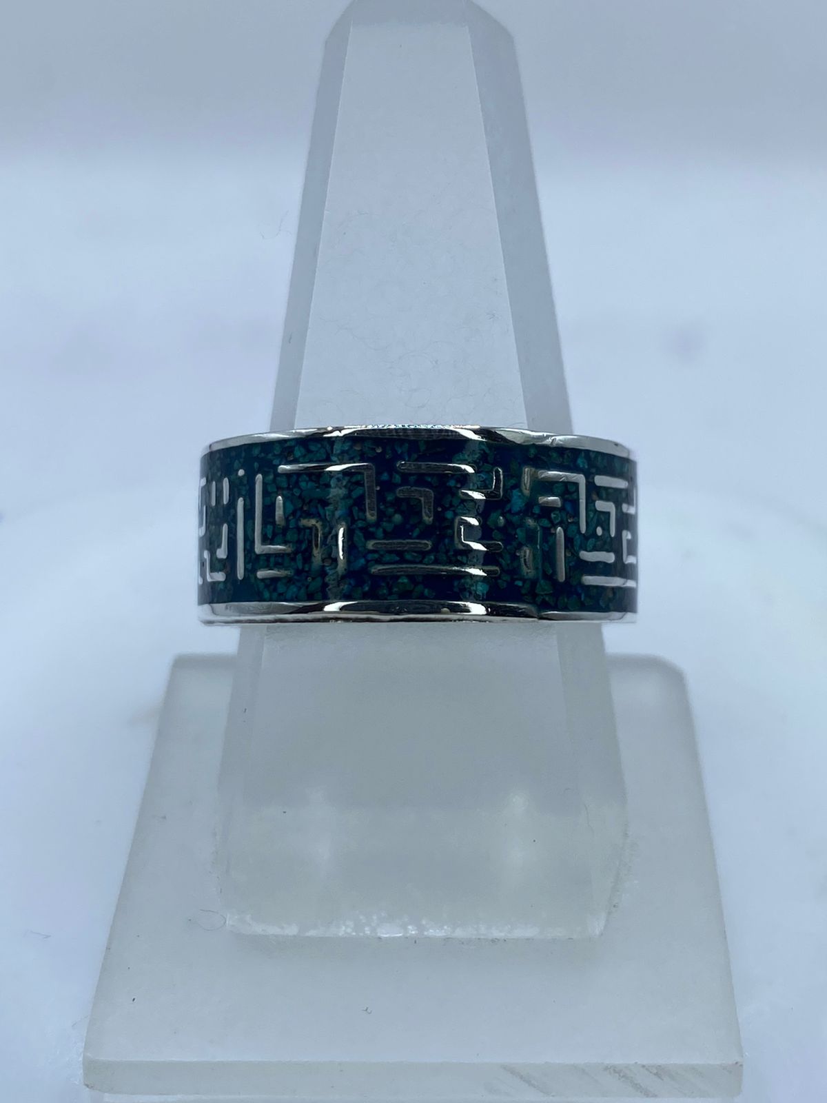 Anillo Greca Ancestral en Plata .925 con Turquesa Natural