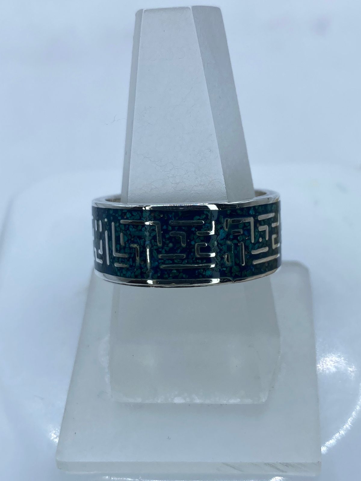 Anillo Greca Ancestral en Plata .925 con Turquesa Natural