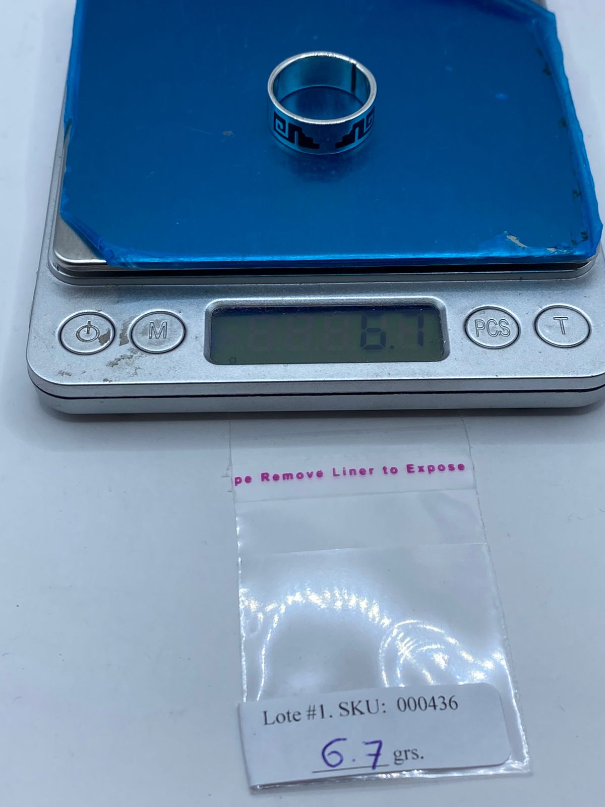 Anillo Greca Calado en Plata .925 con Obsidiana