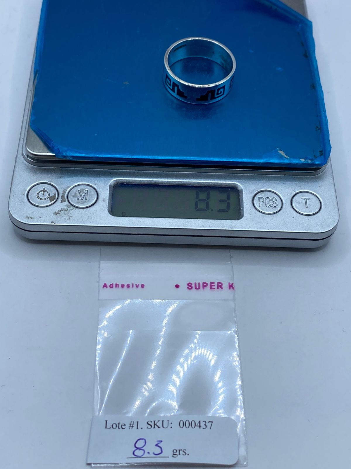 Anillo Greca Calado en Plata .925 con Obsidiana