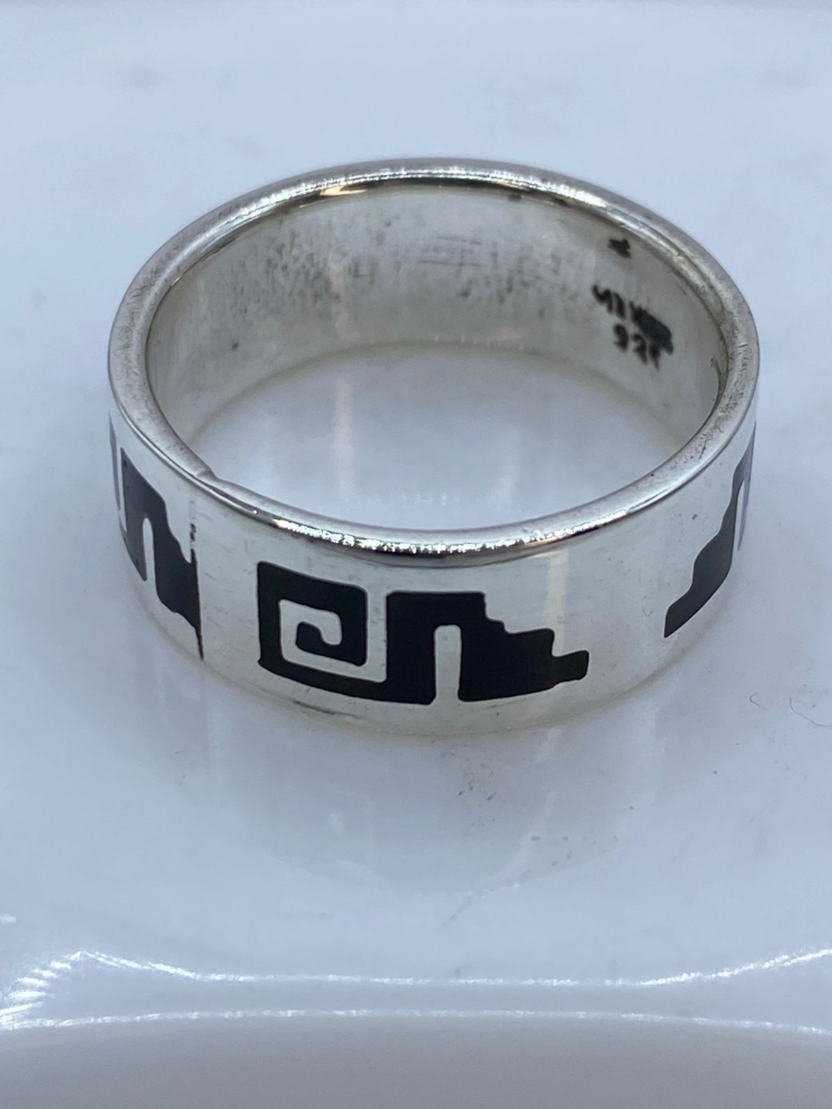 Anillo Greca Calado en Plata .925 con Obsidiana