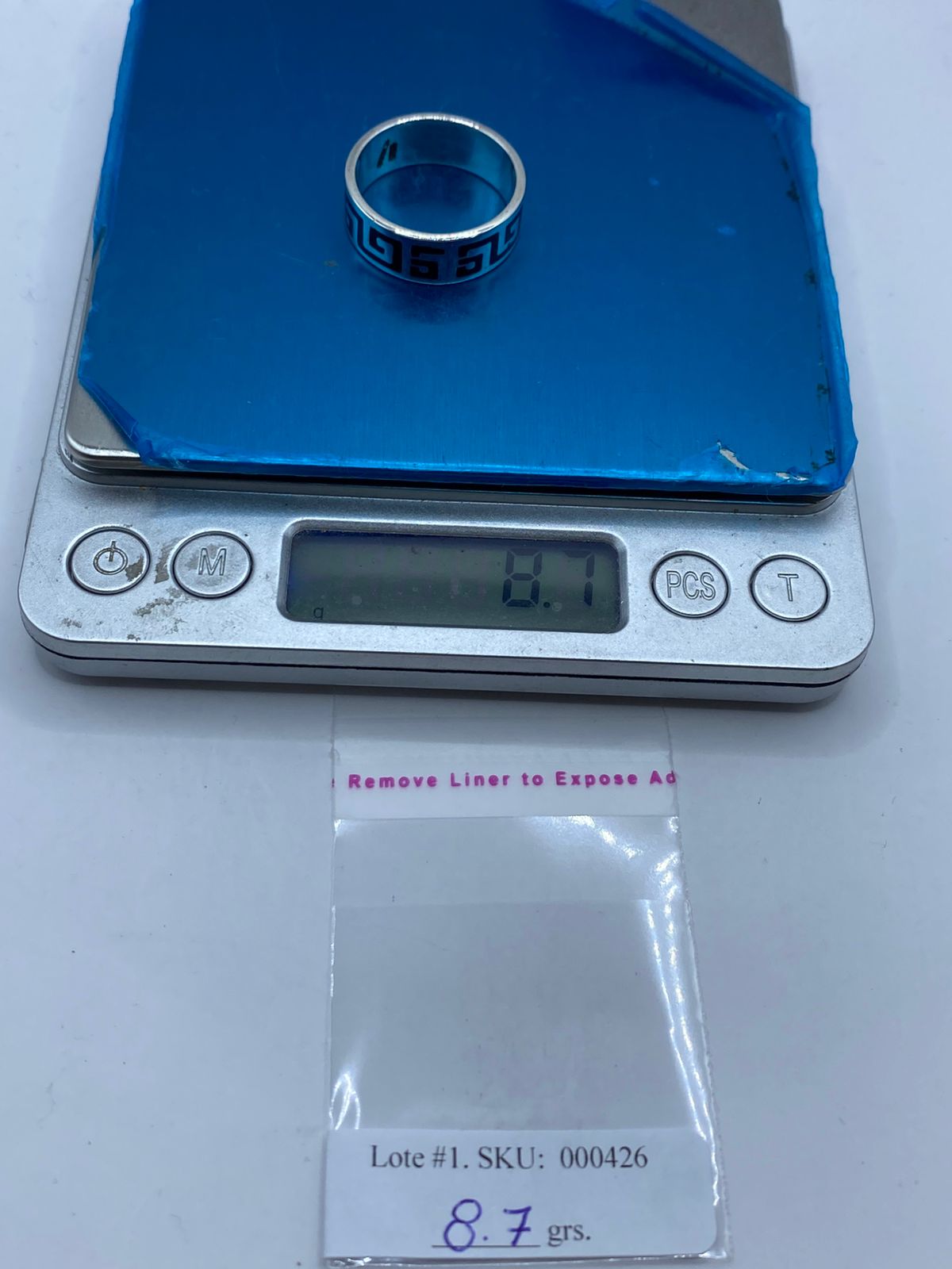 Anillo Greca Clásica en Plata .925 con Obsidiana