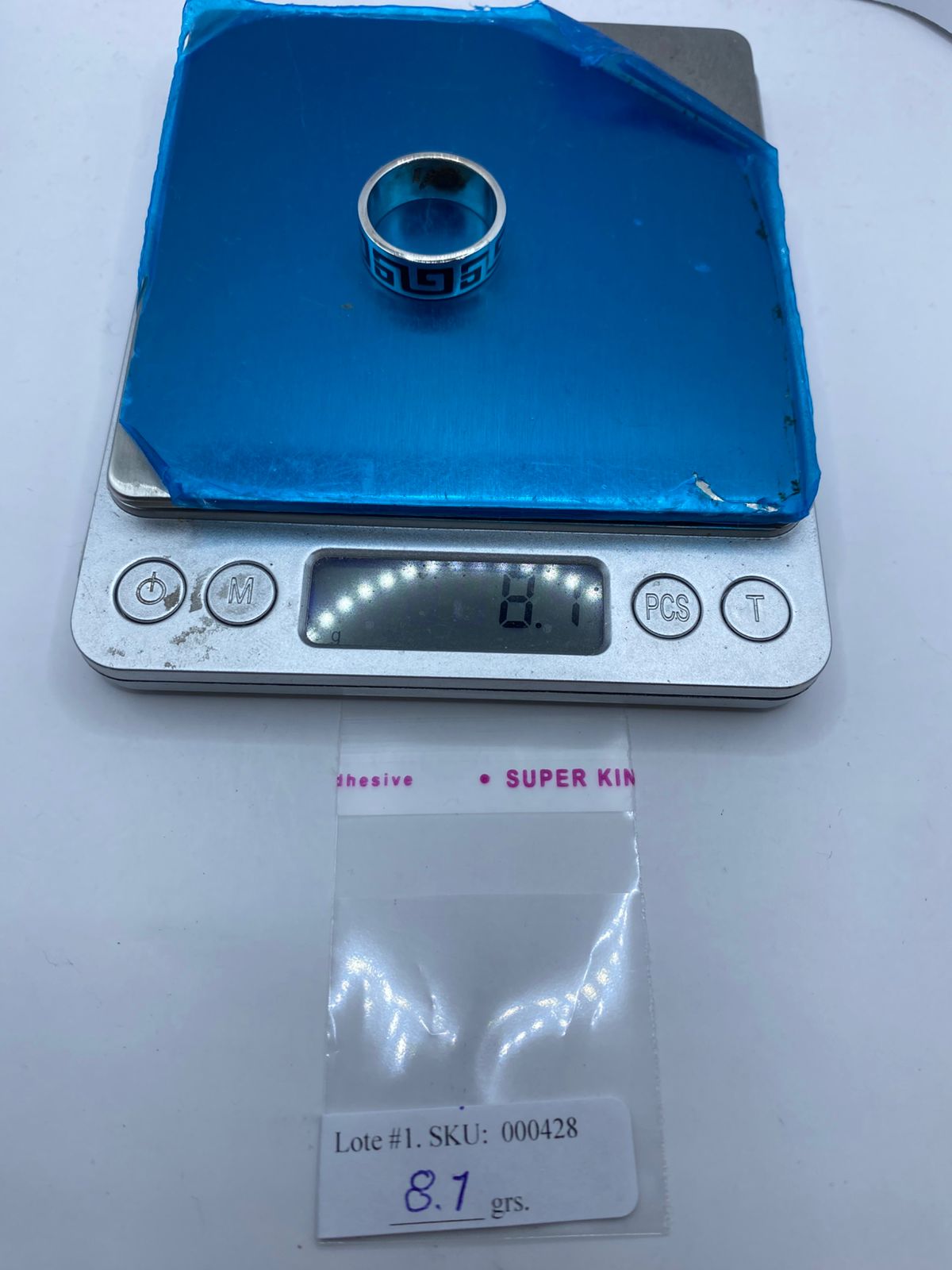 Anillo Greca Clásica en Plata .925 con Obsidiana