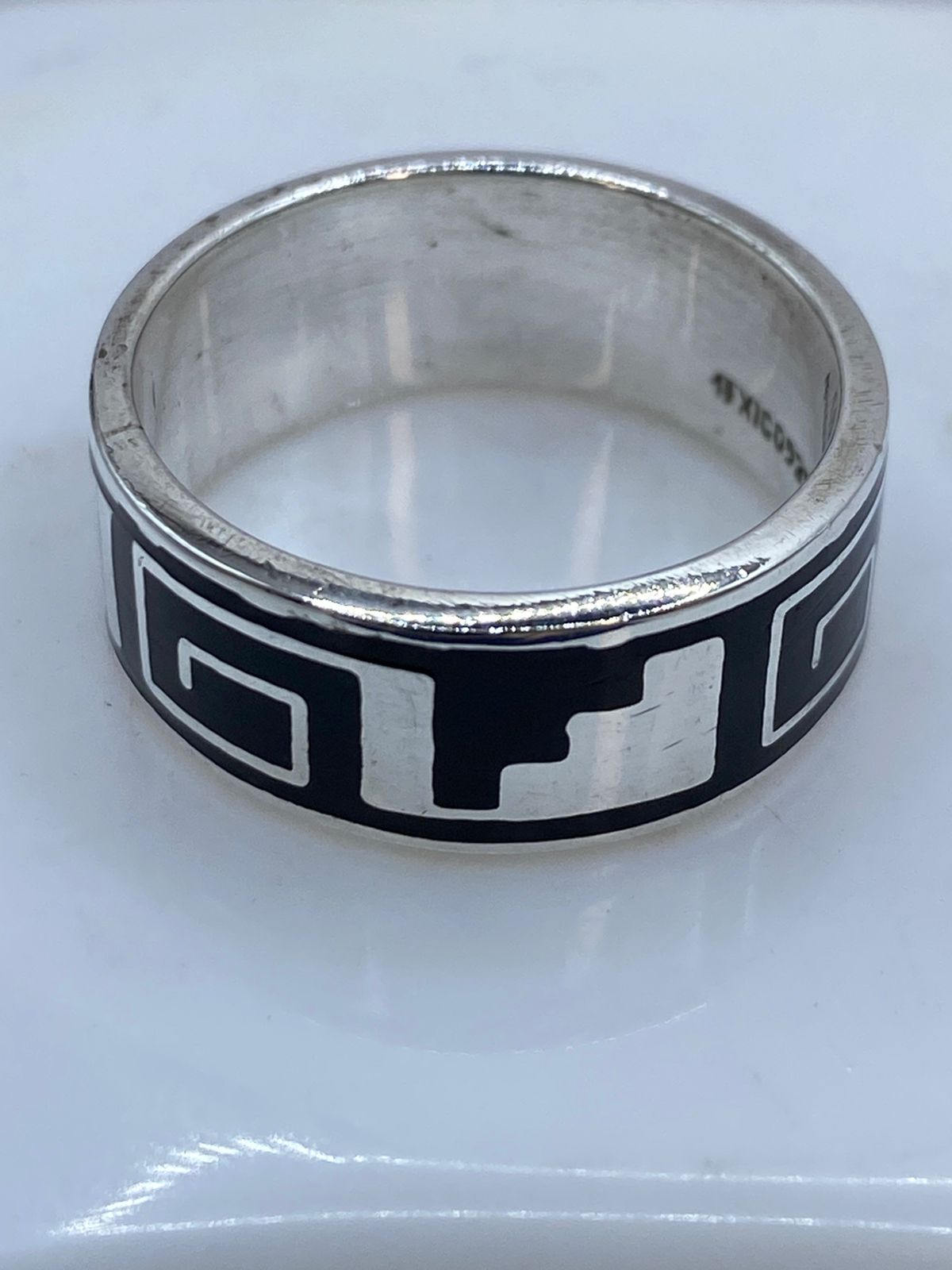 Anillo Greca Minimalista en Plata .925 con Obsidiana