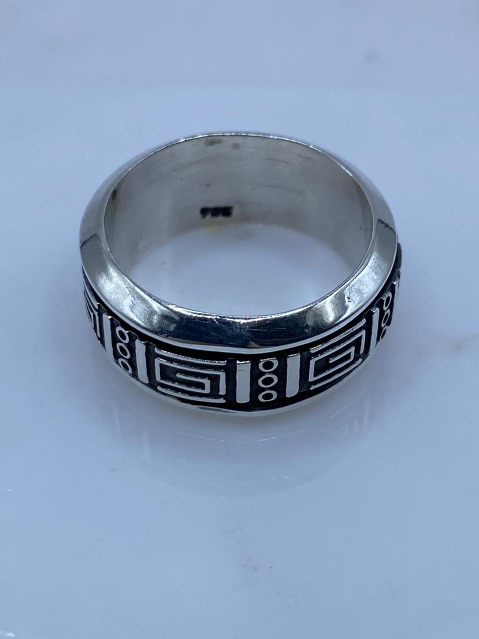Anillo Grecas Prehispánicas Giratorio en Plata .925