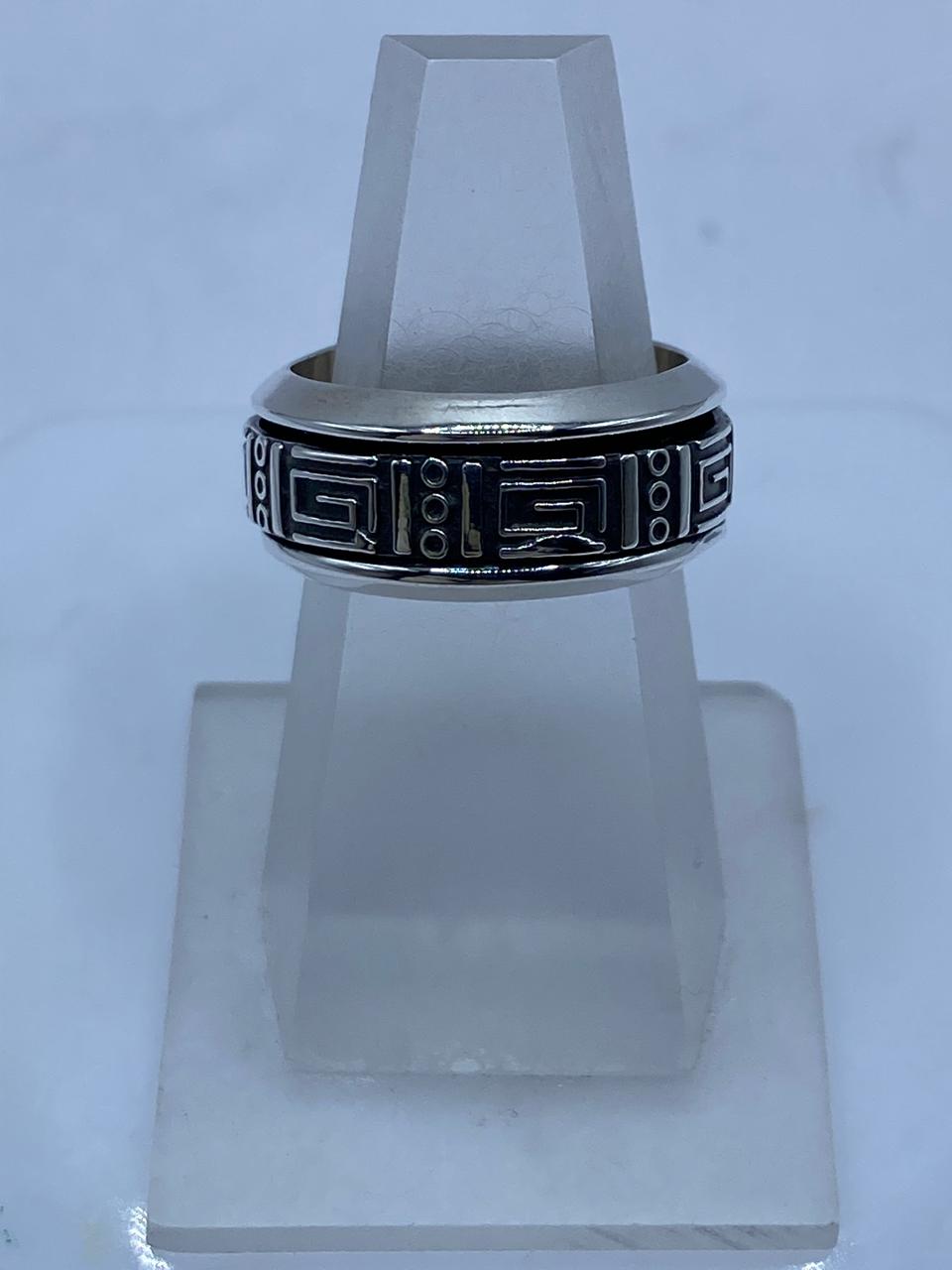 Anillo Grecas Prehispánicas Giratorio en Plata .925