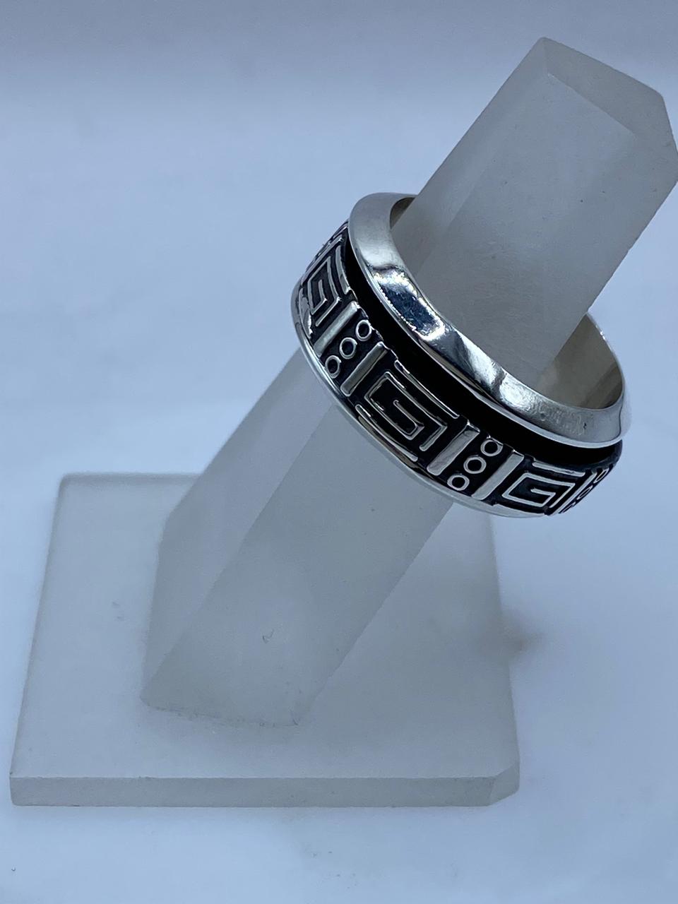 Anillo Grecas Prehispánicas Giratorio en Plata .925