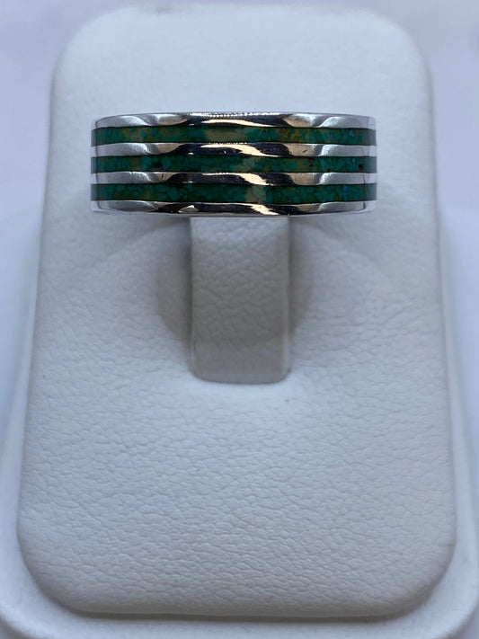 Anillo Líneas Eternas de Plata .925 con Malaquita