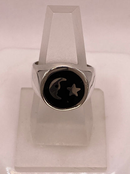 Anillo Luna y Estrella en Plata .925, vista frontal