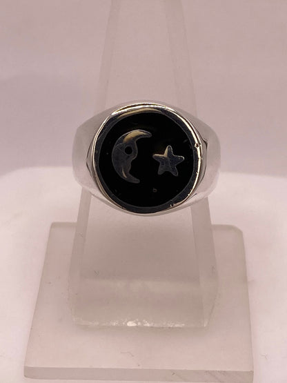 Anillo Luna y Estrella en Plata .925, sello de autenticidad Plata Ley .925