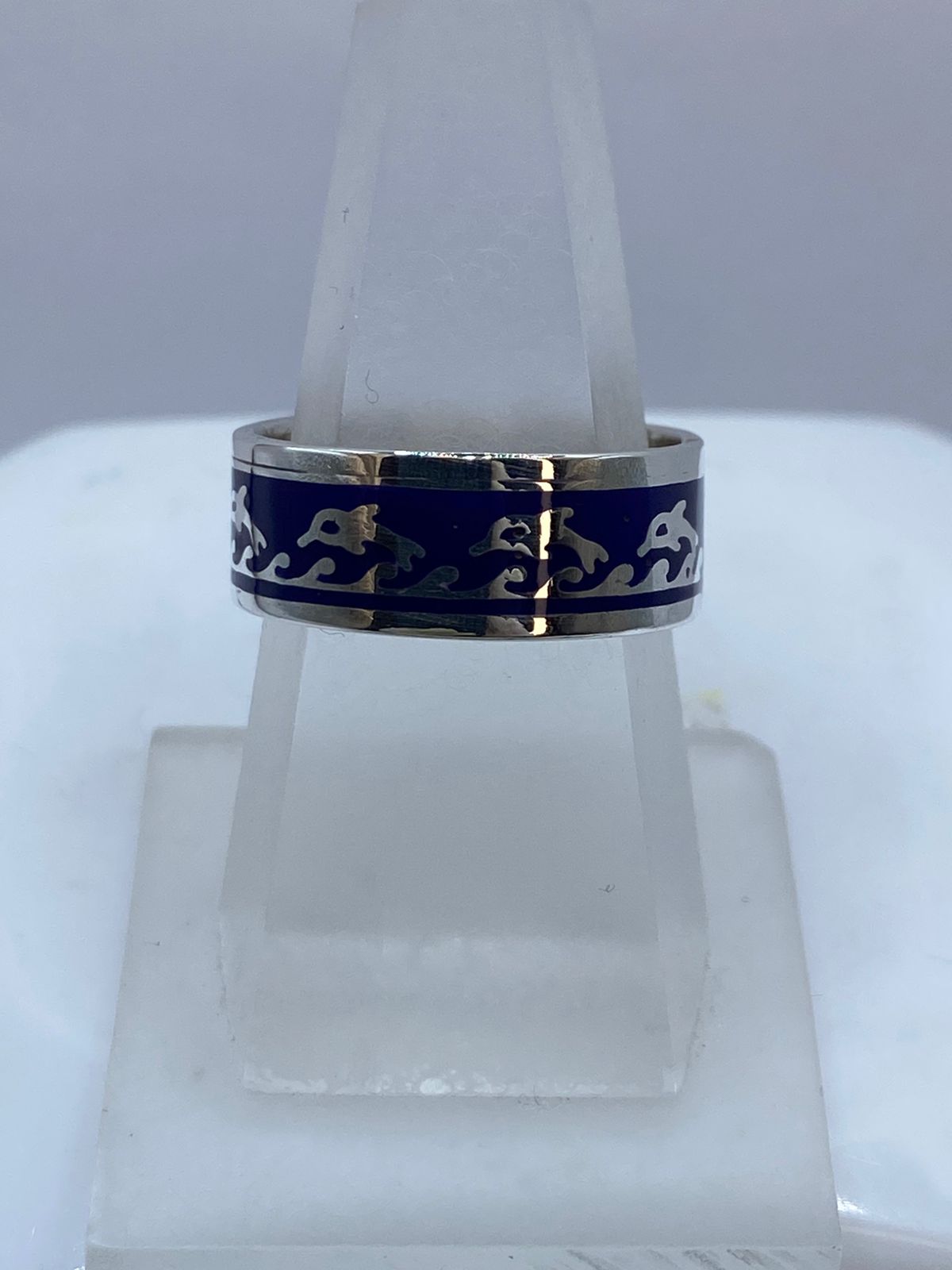 Anillo Marino con Delfines en Plata .925 — ángulo diagonal