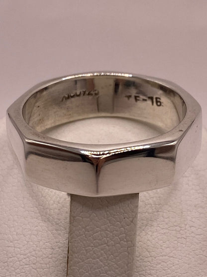 Anillo Octagonal Pulido en Plata .925, sello de autenticidad Plata Ley .925