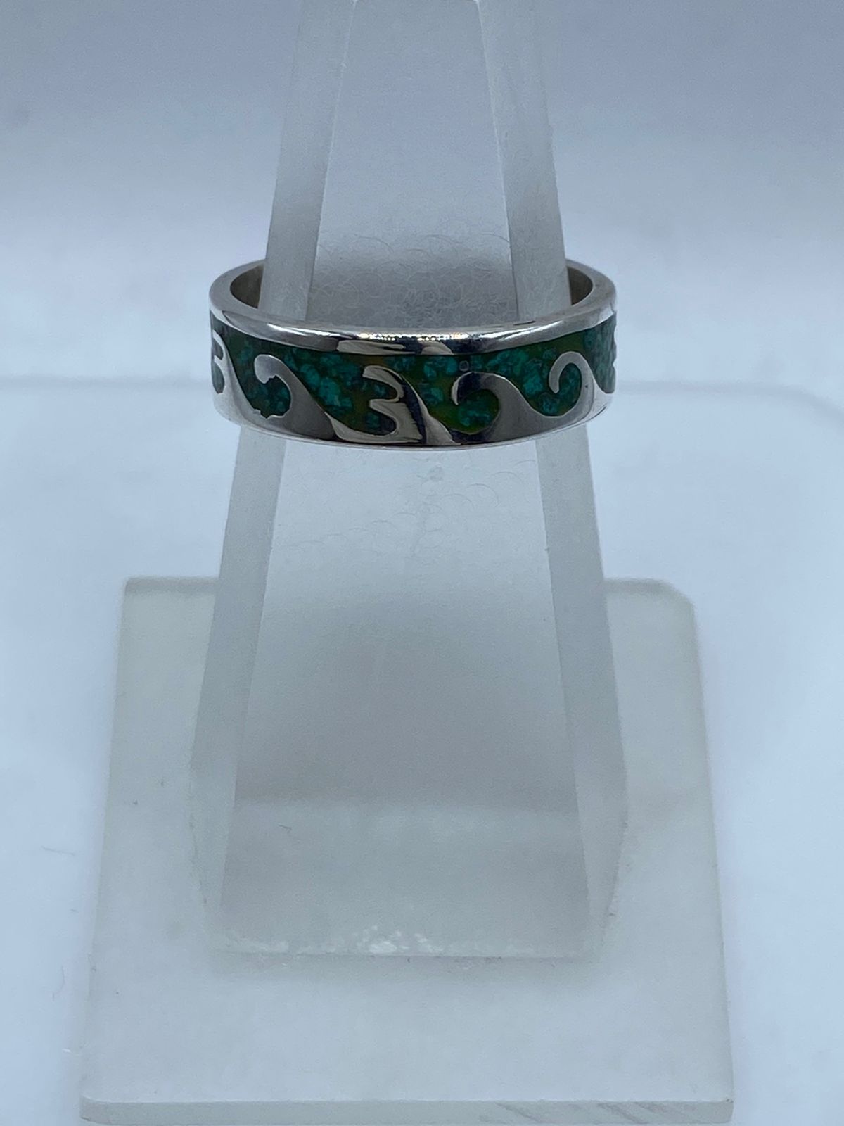 Anillo Olas en Plata .925 con Malaquita Natural