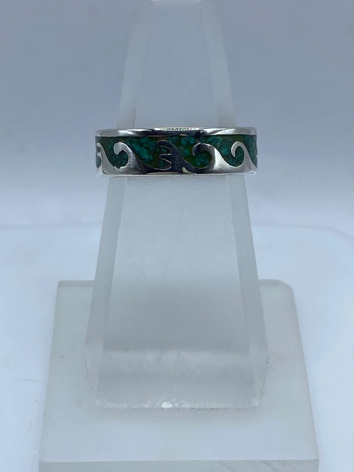 Anillo Olas en Plata .925 con Malaquita Natural