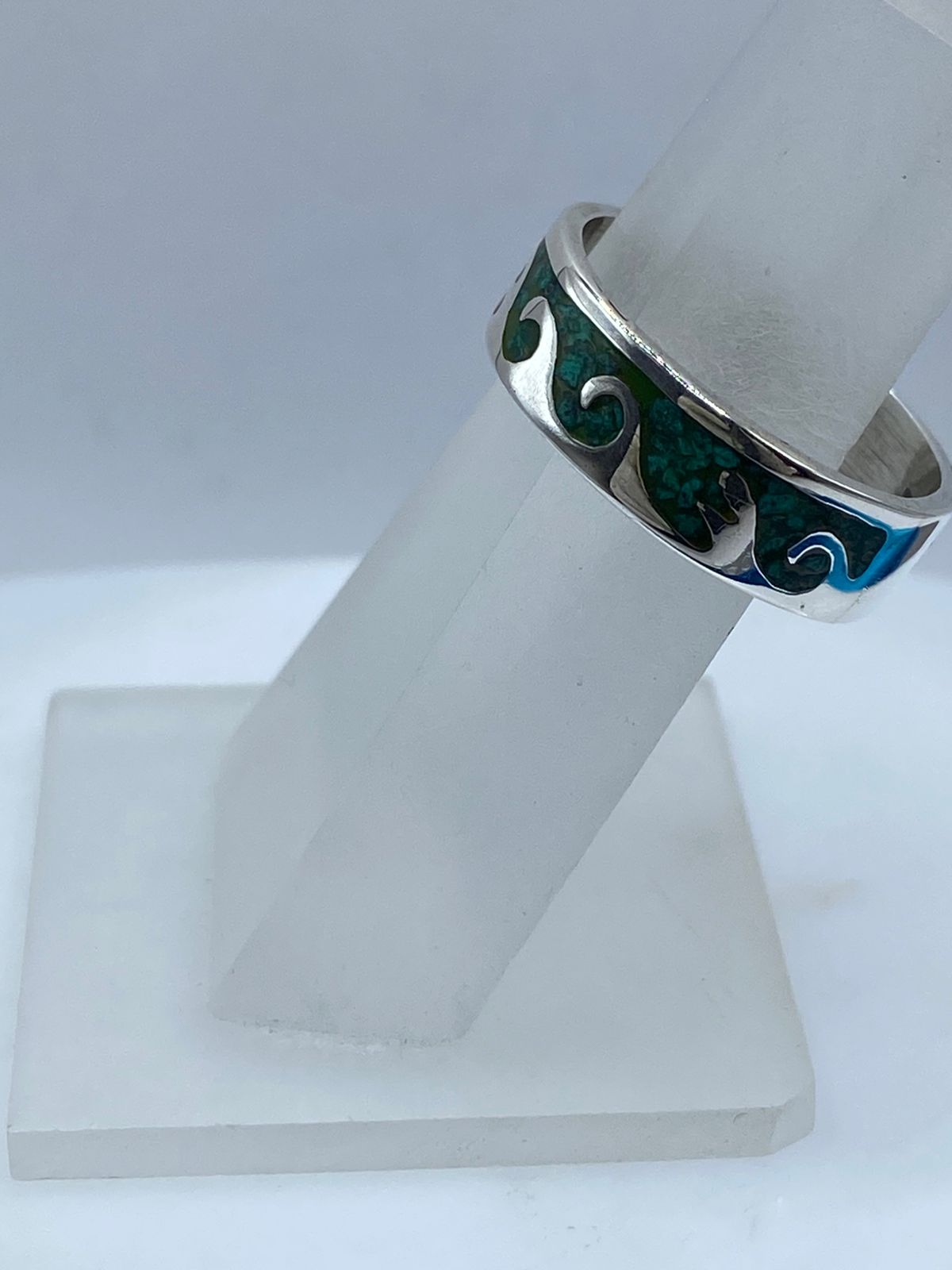 Anillo Olas en Plata .925 con Malaquita Natural