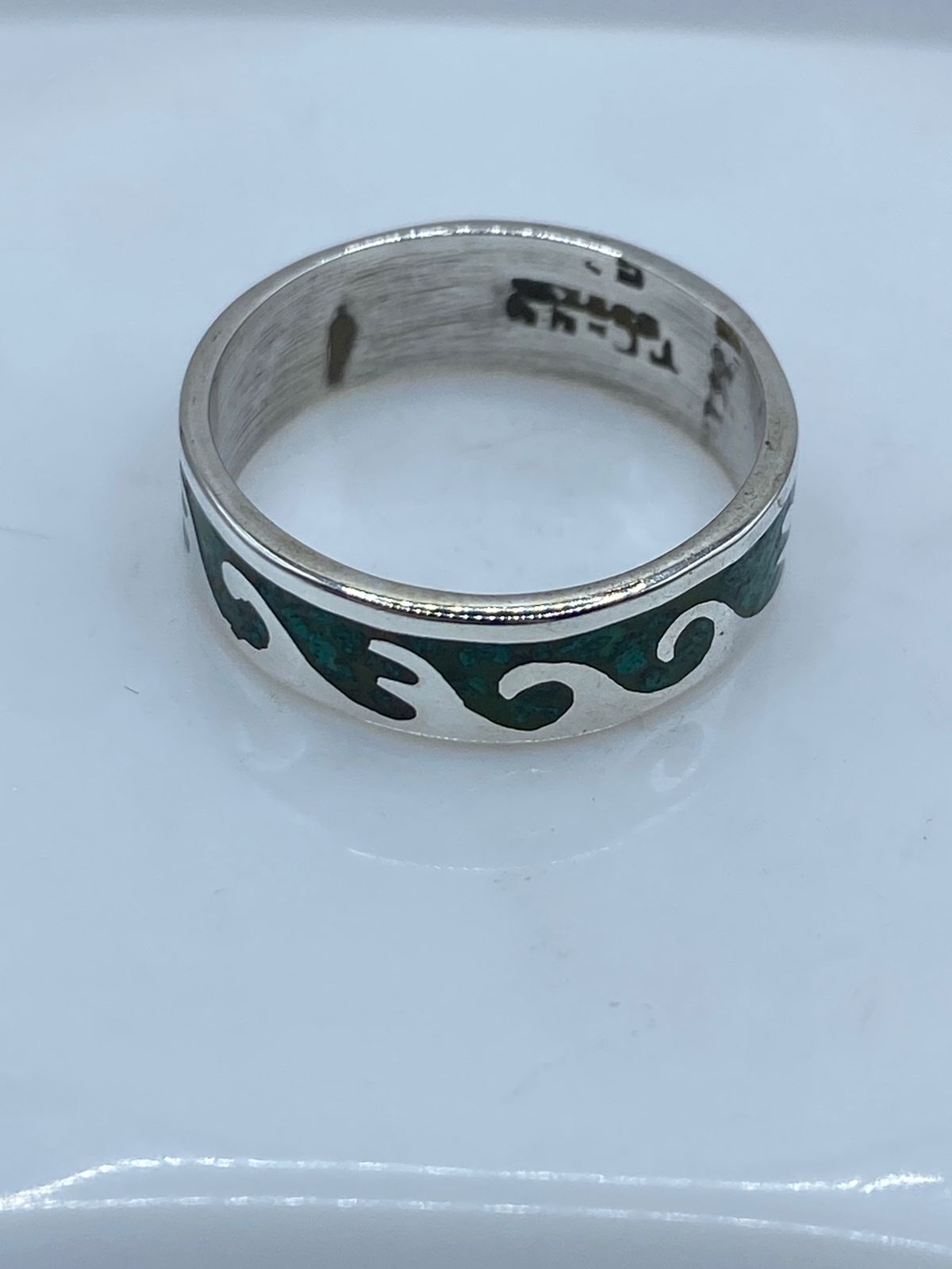 Anillo Olas en Plata .925 con Malaquita Natural