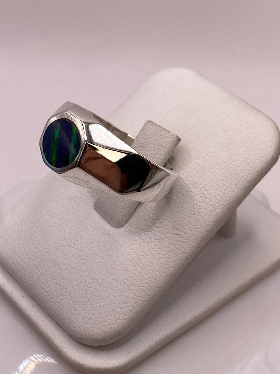💍 Anillo de Ópalo de Fuego Azul‑Verde en Plata Ley 925