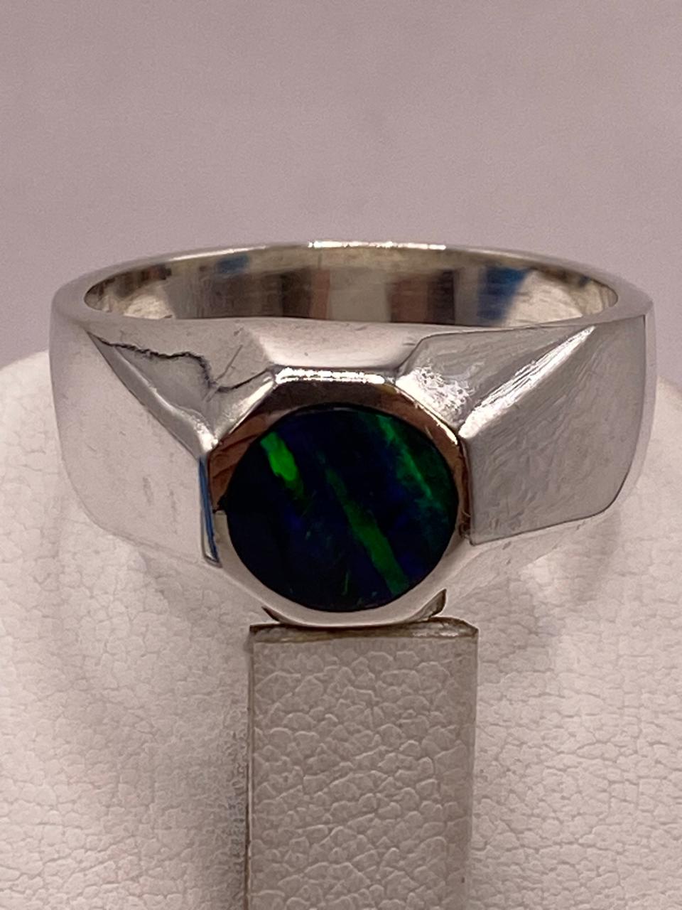 💍 Anillo de Ópalo de Fuego Azul‑verde en Plata Ley 925