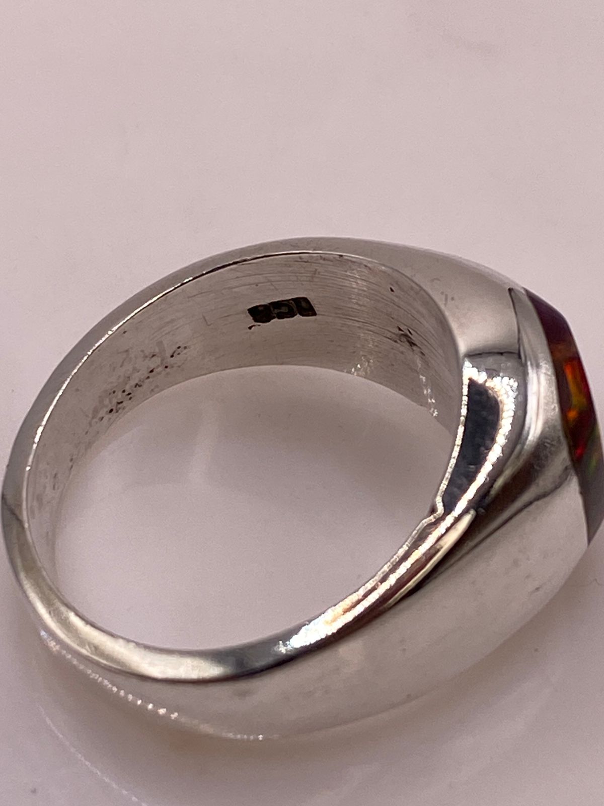 🔥💎 Anillo de Ópalo de Fuego Rojo‑Naranja en Plata Ley 950