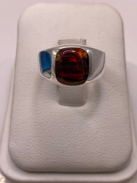 🔥💎 Anillo de Ópalo de Fuego Rojo‑naranja en Plata Ley 950 en báscula mostrando peso