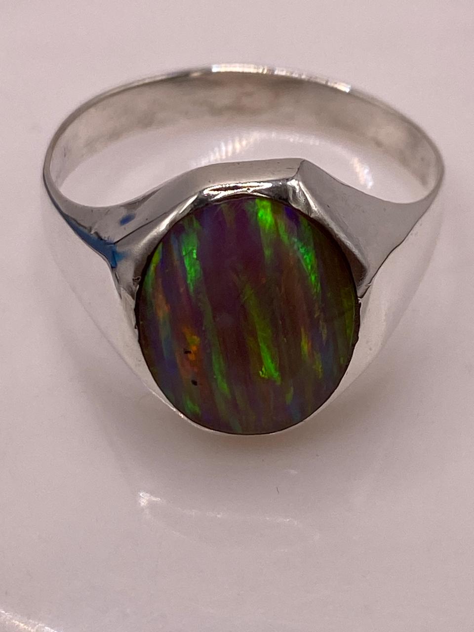 💎✨ Anillo de Ópalo de Fuego Ovalado en Plata Ley 950