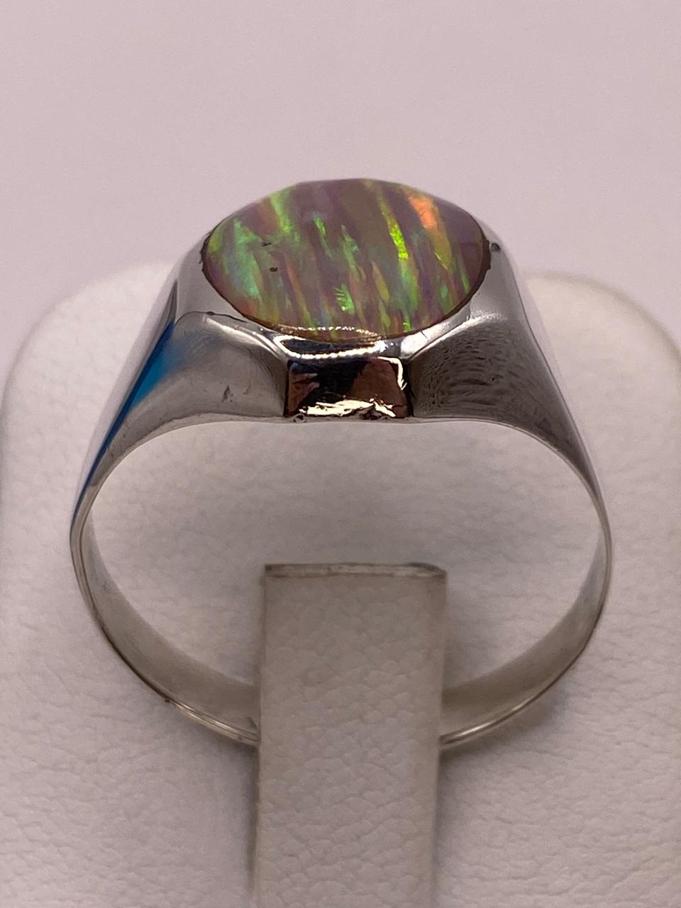 💎✨ Anillo de Ópalo de Fuego Ovalado en Plata Ley 950