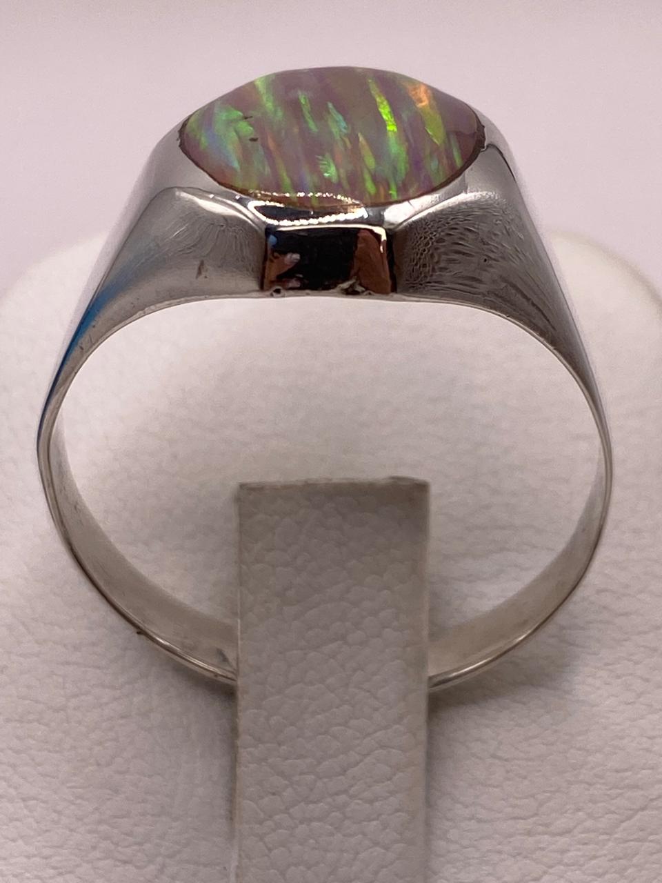 💎✨ Anillo de Ópalo de Fuego Ovalado en Plata Ley 950