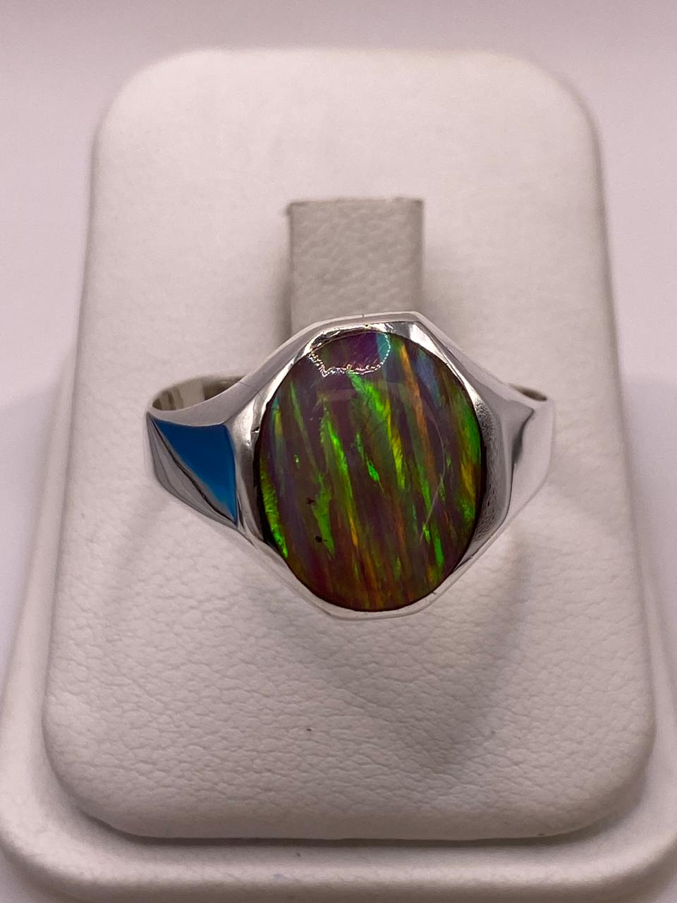 💎✨ Anillo de Ópalo de Fuego Ovalado en Plata Ley 950