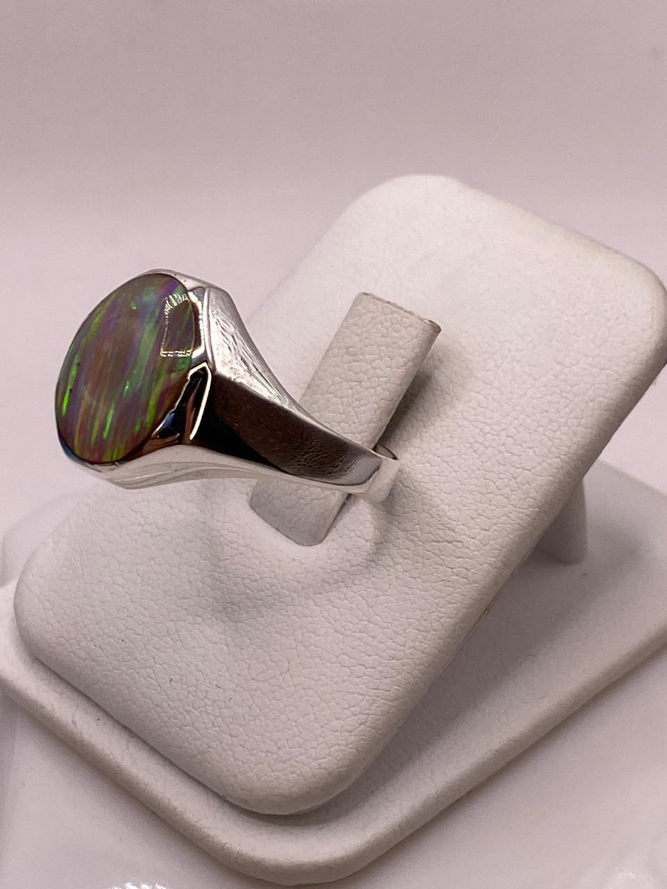 💎✨ Anillo de Ópalo de Fuego Ovalado en Plata Ley 950