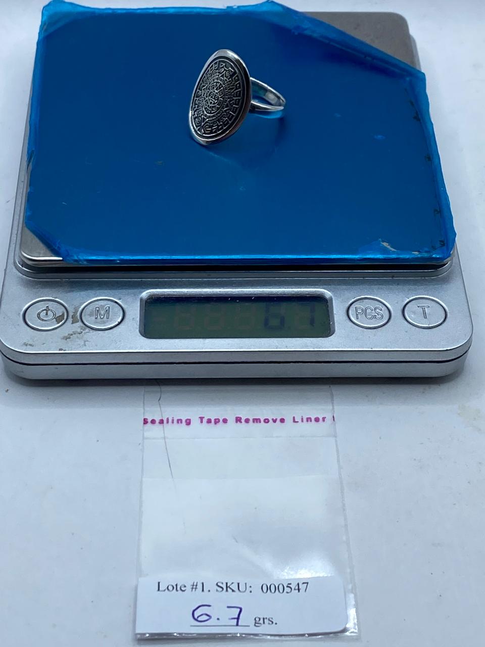 🌞 Anillo Ovalado Calendario Azteca en Plata .925