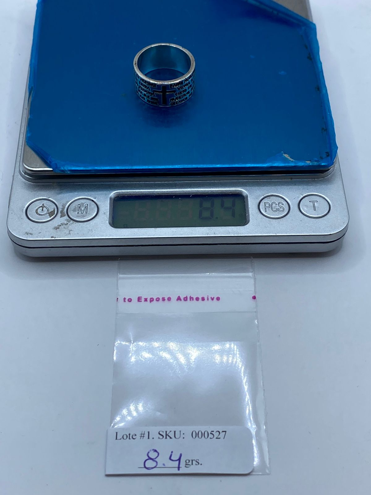 ✝️🙏 Anillo Padre Nuestro con Cruz en Plata .92