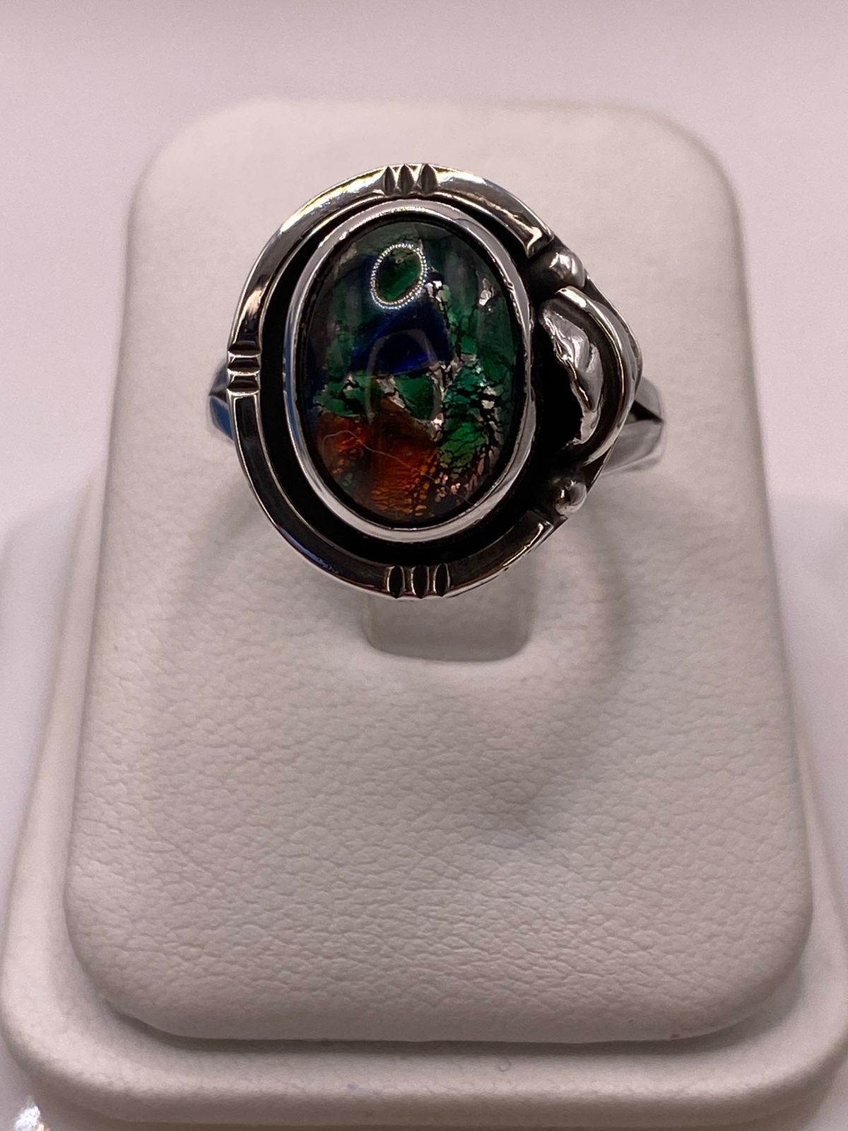🔥 Anillo con Piedra Ópalo de Fuego Ovalada en Plata Ley 925