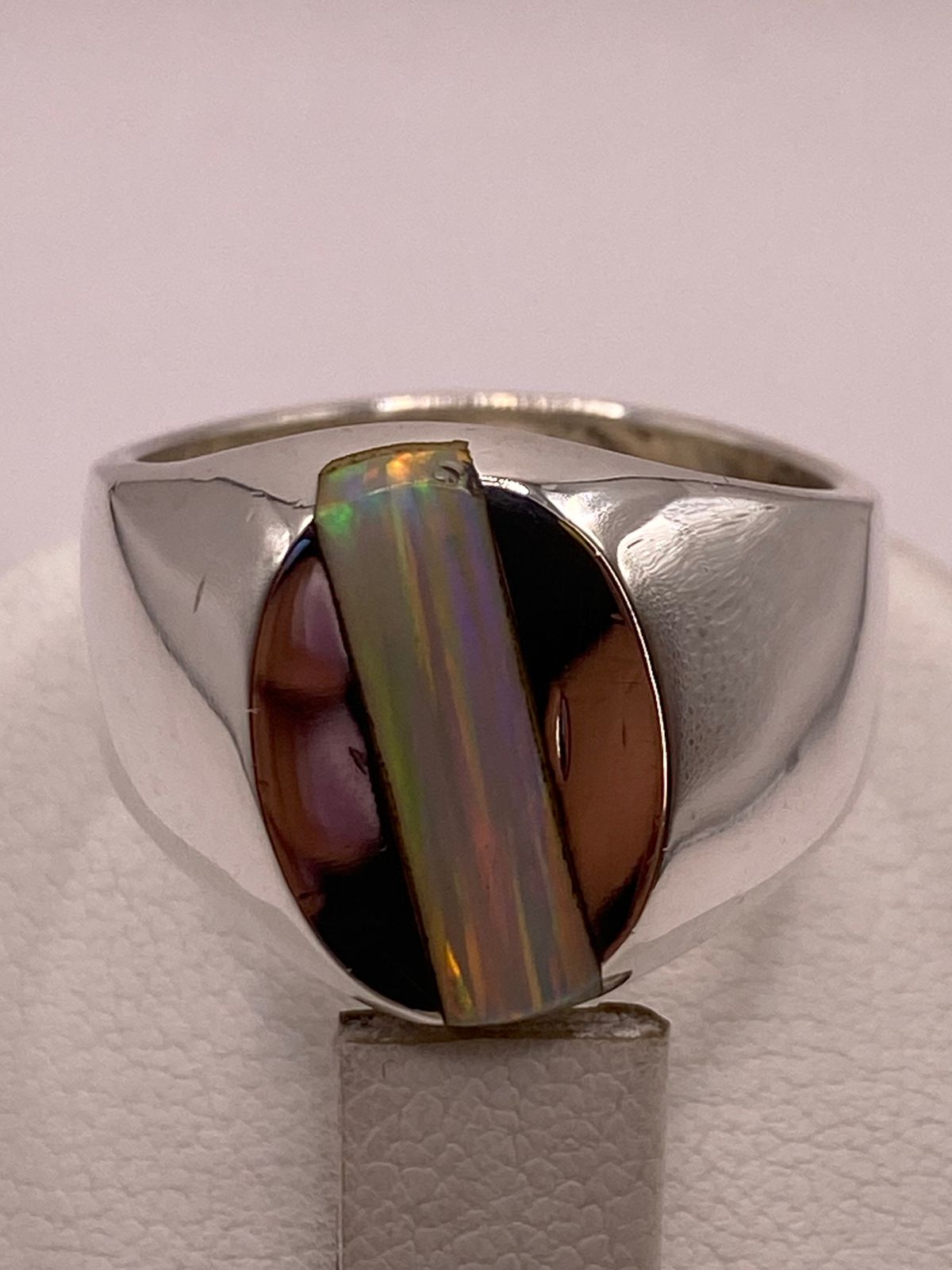 🔥💎 Anillo con Piedra Ópalo de Fuego en Plata Ley 950