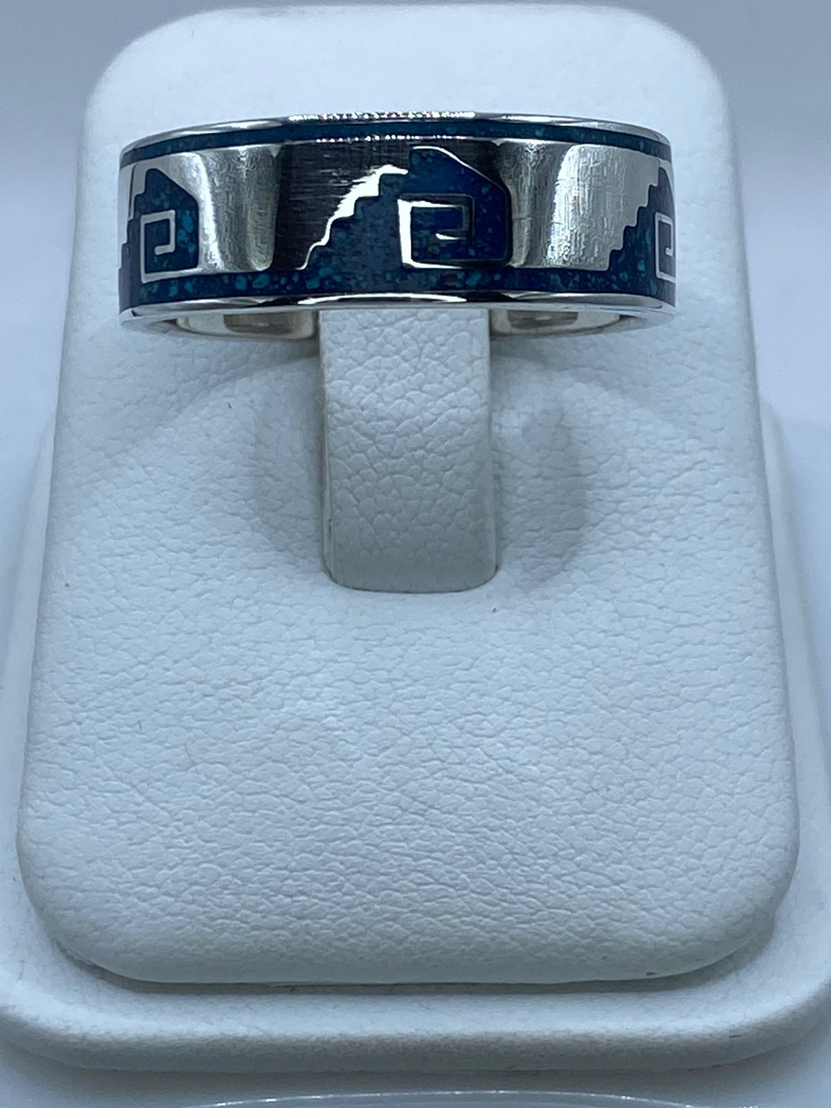 Anillo Pirámide y Greca en Plata .925 – Diseño Ancestral Mesoamericano