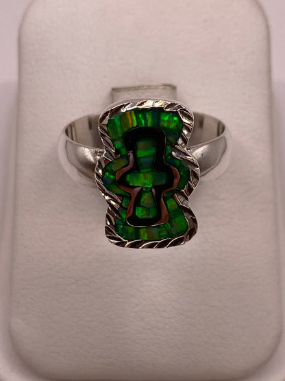 Anillo de Plata Ley 950 con Ópalo de Fuego y Diseño de Cruz