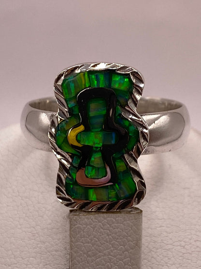 Anillo de Plata Ley 950 con Ópalo de Fuego y Diseño de Cruz