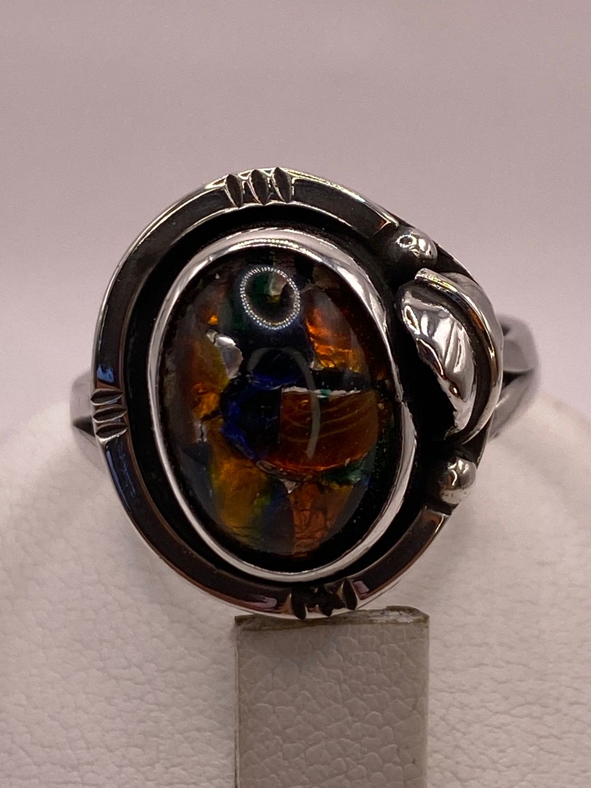 Anillo Plata Ley 925 con Ópalo de Fuego Diseño Ovalado Artesanal