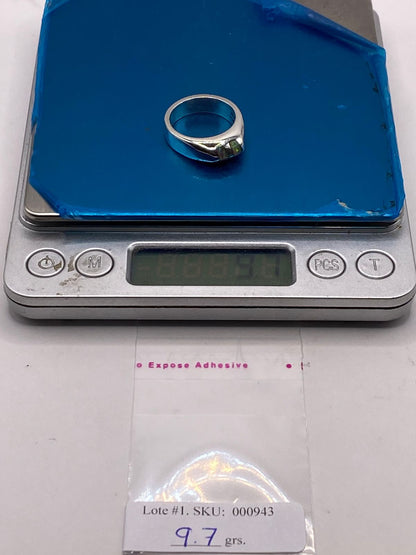 Anillo Plata Ley 925 con Ópalo de Fuego Diseño Moderno de Doble Incrustación