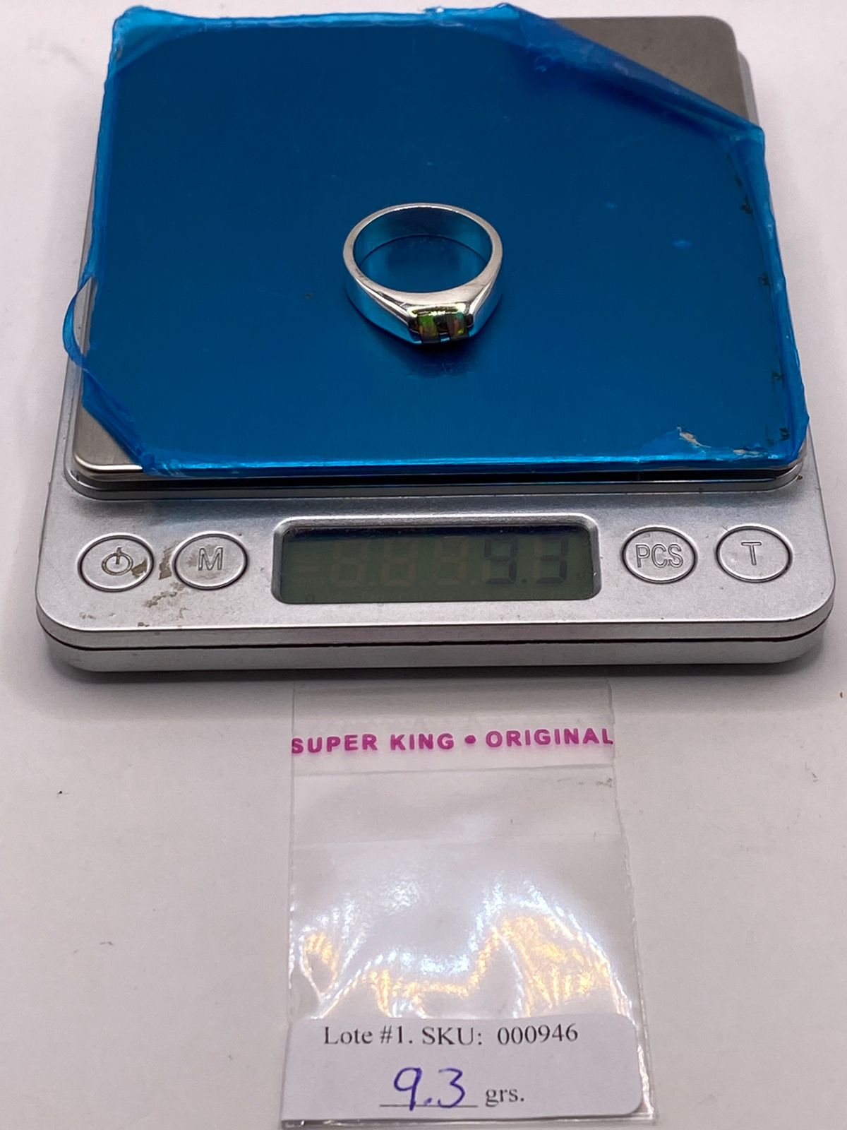 Anillo Plata Ley 925 con Ópalo de Fuego Diseño Moderno de Doble Incrustación