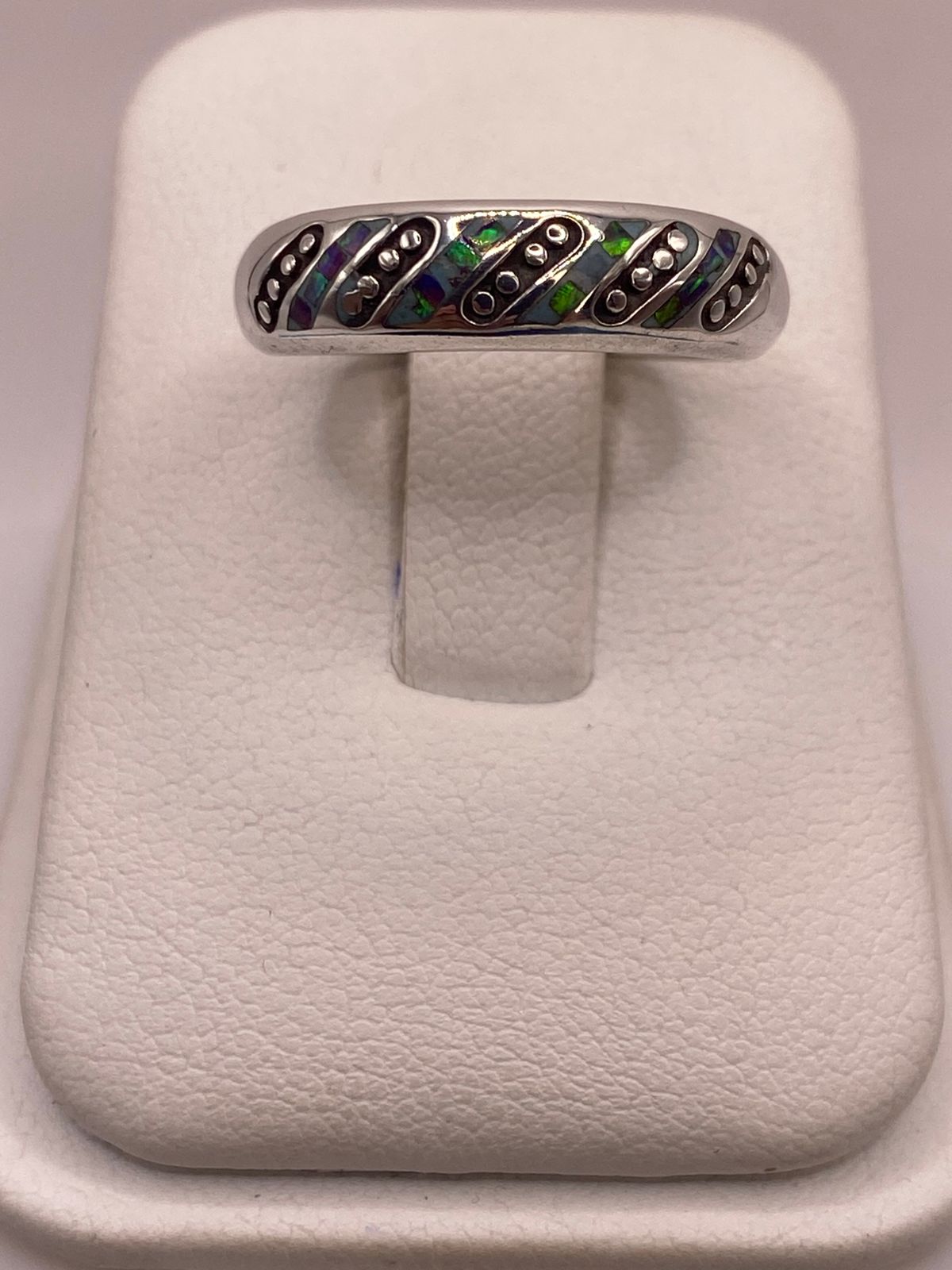 Anillo de Plata Ley 950 con Ópalo de Fuego Multicolor