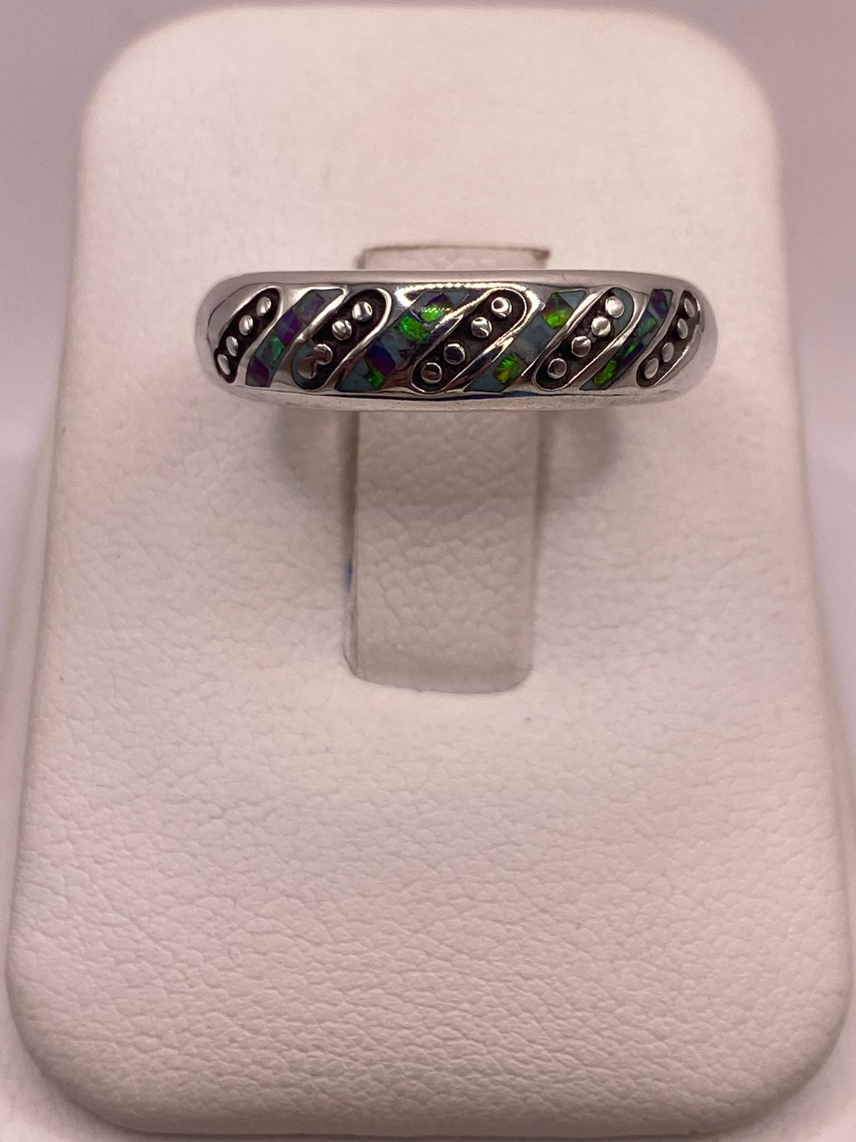 Anillo de Plata Ley 950 con Ópalo de Fuego Multicolor