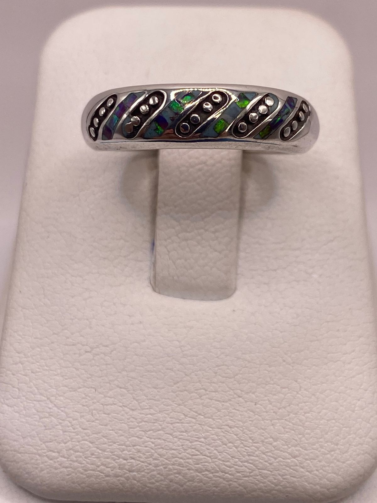 Anillo de Plata Ley 950 con Ópalo de Fuego Multicolor